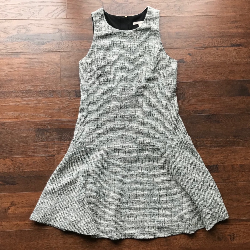 Tweed drop-waist twirl skirt dress